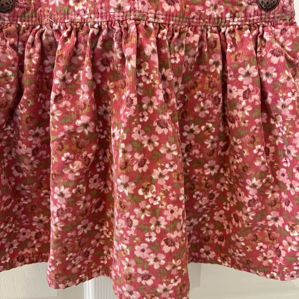 Oshkosh B'gosh Pink Floral Corduroy Overall Dress Jumper Girls Size 3T